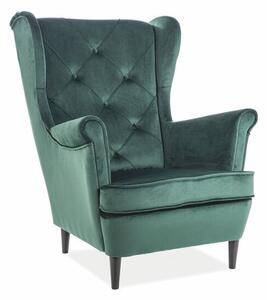 Fotel uszak LADY VELVET zielony