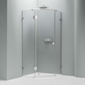 Ścianka prysznicowa bez ramy pięcioboczna z prawdziwego szkła NANO EX415 – 90 × 90 × 195 cm