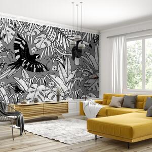Fototapeta - Czarno - biała dżungla (196x136 cm)