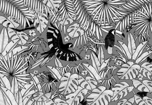Fototapeta - Czarno - biała dżungla (196x136 cm)