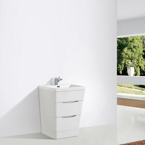 Szafka łazienkowa z umywalką Victoria 650D Basic - liliowa biel - idealna do małych łazienek
