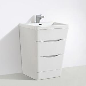 Szafka łazienkowa z umywalką Victoria 650D Basic - liliowa biel - idealna do małych łazienek