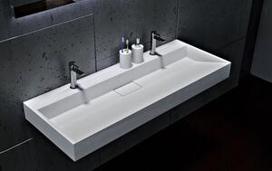 Umywalka ścienna / umywalka nablatowa BS6001 – kolor biały – 2 otwory na armaturę – szerokość 120 cm