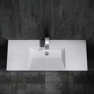 Umywalka wisząca / umywalka ścienna - lany marmur - BS6036 - biały -122 x 48 x 13,5 cm