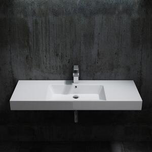 Umywalka wisząca / umywalka ścienna - lany marmur - BS6036 - biały -122 x 48 x 13,5 cm