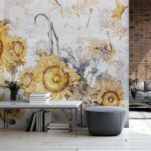 Fototapeta - Słoneczniki w ścianie (196x136 cm)