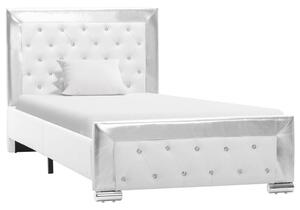 Rama łóżka, biała, sztuczna skóra, 90 x 200 cm