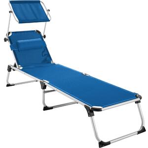 Tectake 403634 leżak plażowy aurelie z 6-krotną regulacją oparcia - niebieski