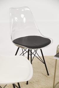 MebleMWM Krzesło transparentne MSA-026 | Czarna poduszka | Czarne metalowe nogi | Outlet