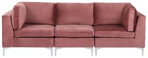 Sofa modułowa 3-osobowa kanapa welurowa metalowe nóżki różowa Evja Beliani
