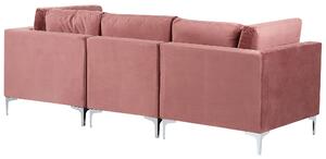 Sofa modułowa 3-osobowa kanapa welurowa metalowe nóżki różowa Evja Beliani