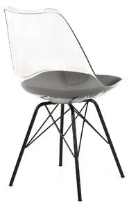 MebleMWM Krzesło transparentne MSA-026 czarna poduszka, czarne metalowe nogi