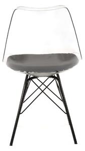 MebleMWM Krzesło transparentne MSA-026 czarna poduszka, czarne metalowe nogi