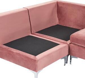 Narożnik modułowy lewostronny 4-osobowa sofa welurowa różowy Evja Beliani