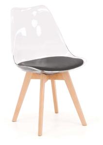 MebleMWM Krzesło transparentne 53E-7 | Czarna poduszka | Drewniane nogi | Outlet