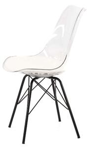 MebleMWM Krzesło transparentne MSA-026 biała poduszka. nogi metalowe czarne