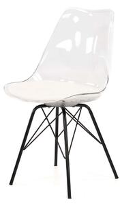 MebleMWM Krzesło transparentne MSA-026 biała poduszka. nogi metalowe czarne