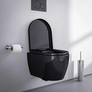 Toaleta wisząca bezkołnierzowa krótka NT2038 - deska wolnoopadająca Soft-Close - czarny połysk