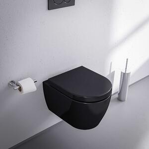 Toaleta wisząca bezkołnierzowa krótka NT2038 - deska wolnoopadająca Soft-Close - czarny połysk