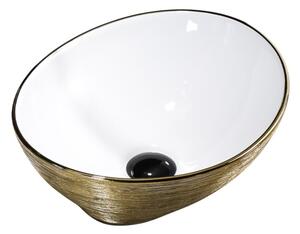 Umywalka nablatowa HYDROSAN LUMO-GL-BR-405 Owalny Biały + Złoty szczotkowany