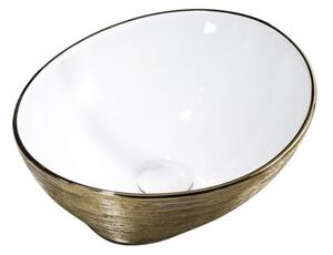 Umywalka nablatowa HYDROSAN LUMO-GL-BR-405 Owalny Biały + Złoty szczotkowany