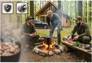 Kociołek żeliwny demontowany 8L Berdsen BD-480 garnek + patelnia grill + przepisy