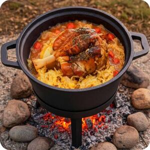 Kociołek żeliwny demontowany 8L Berdsen BD-480 garnek + patelnia grill + przepisy