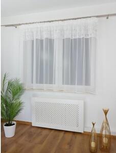 Firana gotowa 300x150 cm - woal i siateczka, rÃ³Å¼e 3D, taÅma marszczÄ ca, biaÅa
