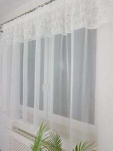 Firana gotowa 300x150 cm - woal i siateczka, rÃ³Å¼e 3D, taÅma marszczÄ ca, biaÅa