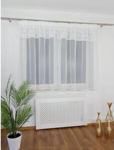 Firana gotowa 300x150 cm - woal i siateczka, rÃ³Å¼e 3D, taÅma marszczÄ ca, biaÅa