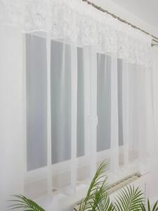 Firana gotowa 300x150 cm - woal i siateczka, rÃ³Å¼e 3D, taÅma marszczÄ ca, biaÅa