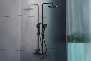 Zestaw prysznicowy system prysznicowy BS371 Czarny mat - w zestawie z deszczownicą i słuchawką prysznicową - okrągła konstrukcja