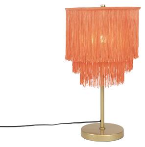 Orientalna lampa stołowa złoto-różowy abażur z frędzlami - Franxa Oswietlenie wewnetrzne