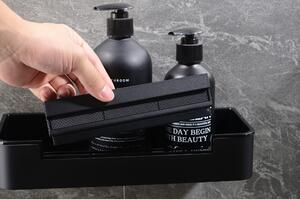 Koszyk prysznicowy DK619 z ściągaczką do wody - stal nierdzewna - czarny mat
