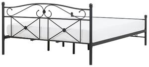 Metalowe łóżko ze stelażem 180x200 cm zdobione wezgłowie i zanóżek czarne Rodez Beliani