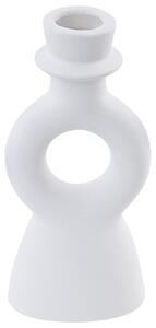 Świecznik dekoracyjny akcesoria porcelanowy minimalistyczny design biały Sparta Beliani