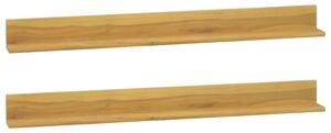 Półki ścienne, 2 szt., 110 x 10 x 10 cm, lite drewno tekowe