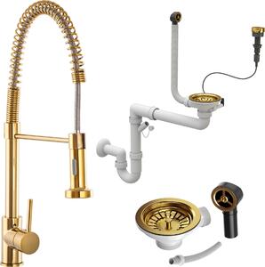 Granitan – bateria kuchenna – bateria zlewozmywakowa – złota – z syfonem – bateria kuchenna – SPIRAL GOLD