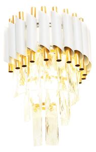 Lumina Deco Lampa Ścienna Kinkiet Kryształowy Biało-Złoty Mazini W2