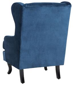 Fotel uszak welurowy pikowane oparcie guziki niebieski Alta Beliani
