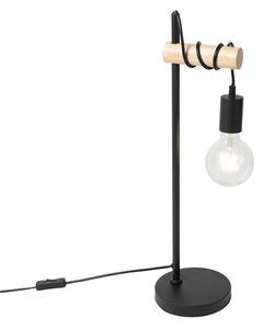 Rustykalna lampa stołowa czarna drewno 2-źródła światła - Dami Oswietlenie wewnetrzne