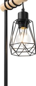 Rustykalna lampa stołowa czarna drewno 2-źródła światła - Dami Frame Oswietlenie wewnetrzne