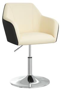 Krzesło stołowe, kremowo-czarne, obite sztuczną skórą