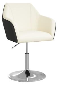 Krzesło stołowe, biało-czarne, obite sztuczną skórą