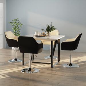 Krzesła stołowe, 4 szt., kremowo-czarne, sztuczna skóra