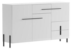 Komoda JUSTINE 150 3D3S biaÅa/biaÅy poÅysk