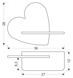 Kinkiet HEART różowy LED 1x5W 250lm wym:26x36x12cm IP20 Candellux