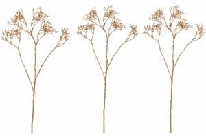 Zestaw gałązek gipsówki z białymi kwiatkami, 3 szt., złoty, 68 cm