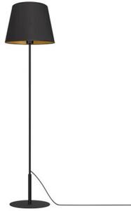 Lampa stojąca podłogowa czarna ze stożkowym abażurem ze złotym wnętrzem 1xE27 15W Arden Luminex