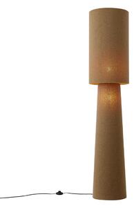 Lampa podłogowa Japandi brązowa tkanina typu teddy 2-źródła światła - Trompet
